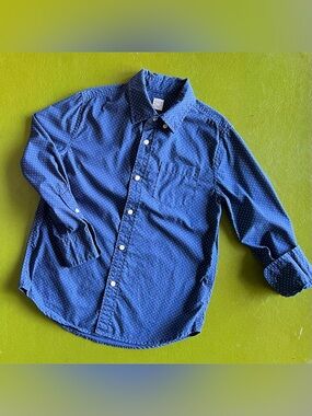 Crewcuts Navy Blue Dot Cotton Button-Down Shirt Kids size 8